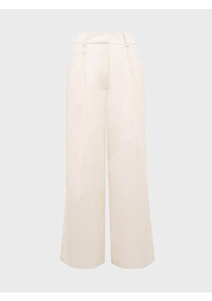 Dökümlü Kesim Pile Detaylı Koton Kumaş Palazzo Pantolon - Ekru fiyatları