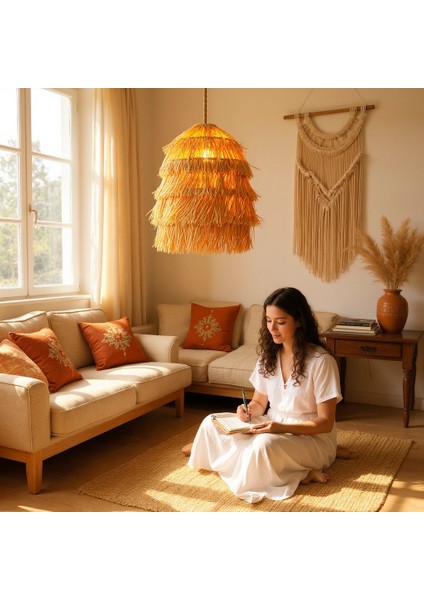 Rafya Spiral Bağlama Avize