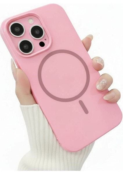 Iphone 13 Pro Ile Uyumlu Magsafe ile Uyumlu Kablosuz Şarj Özellikli Kadife Iç Yüzey Silikon Kılıf