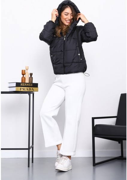 Siyah Kapüşonlu Kısa Şişme Mont fiyatları