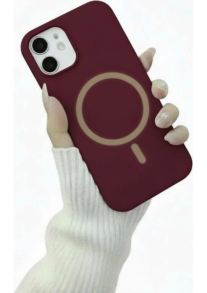 Iphone 14 Plus Ile Uyumlu Magsafe ile Uyumlu Kablosuz Şarj Özellikli Kadife Iç Yüzey Silikon Kılıf