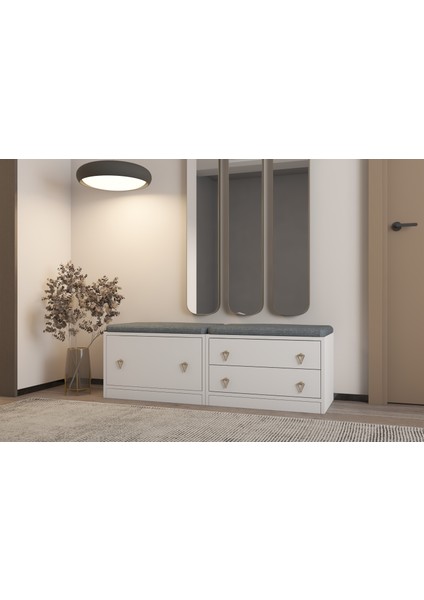 Modüler Sandık Tabure Bank – Kapaklı ve Çekmeceli Depolama BEYAZ-PNR-SNT-1001 fiyatları