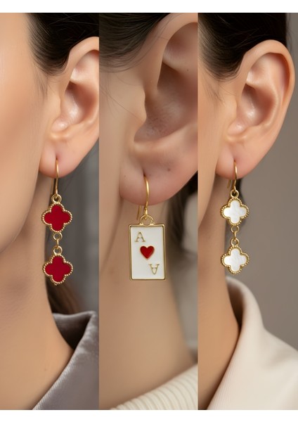 Trend Sembol Figürlü 3’lü Kadın Küpe Set