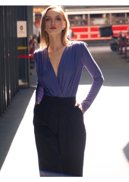 Dökümlü Kesim Pile Detaylı Koton Kumaş Palazzo Pantolon - Siyah fiyatları