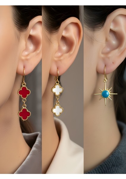 Trend Sembol Figürlü 3’lü Kadın Küpe Set