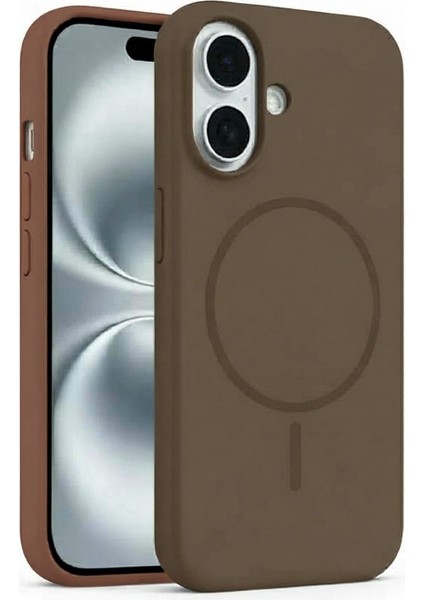 Iphone 16 Plus Ile Uyumlu Magsafe ile Uyumlu Kablosuz Şarj Özellikli Kadife Iç Yüzey Silikon Telefon Kılıf