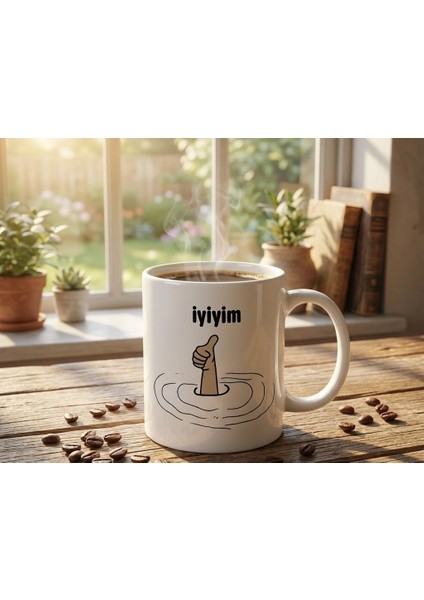 Zarif Tasarımlı Porselen Kupa Bardak | Yelkovanstudio