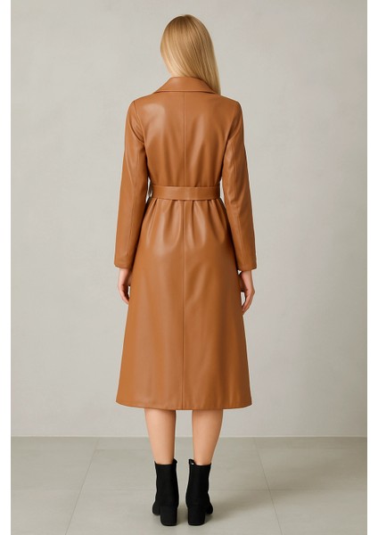 Deri Düğmeli ve Kuşaklı Trençkot fiyatları