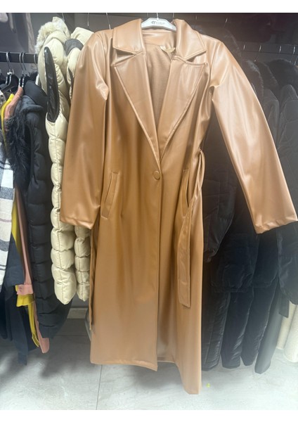 Deri Düğmeli ve Kuşaklı Trençkot fırsatları