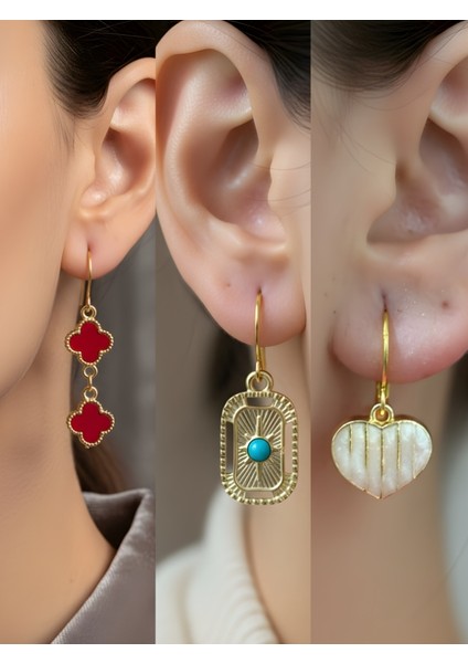 Trend Sembol Figürlü 3’lü Kadın Küpe Set