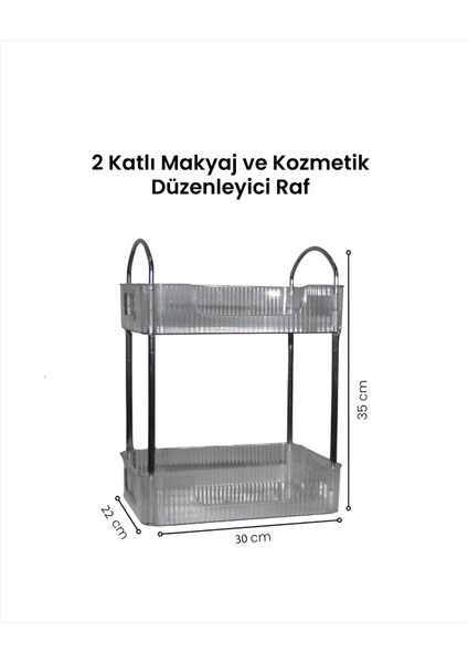 Iki Katlı Gümüş Detaylı Makyaj Organizeri | Kozmetik & Takı Düzenleyici fırsatları