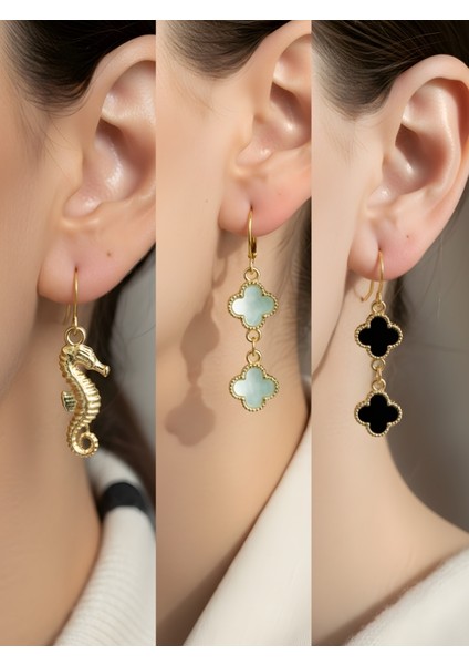 Trend Sembol Figürlü 3’lü Kadın Küpe Set