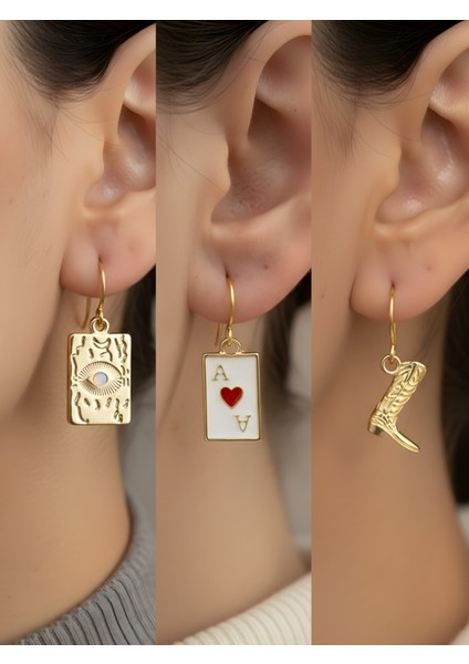 Trend Sembol Figürlü 3’lü Kadın Küpe Set