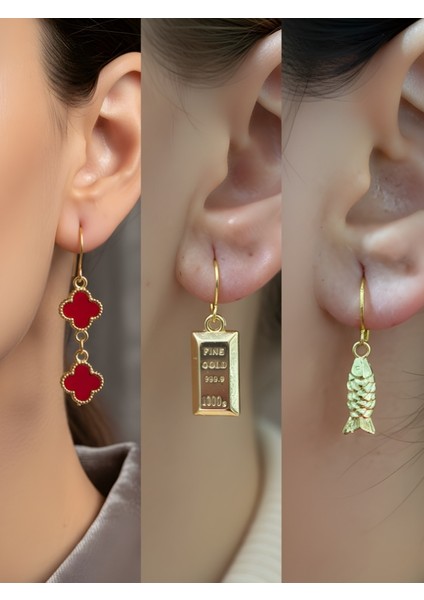 Trend Sembol Figürlü 3’lü Kadın Küpe Set