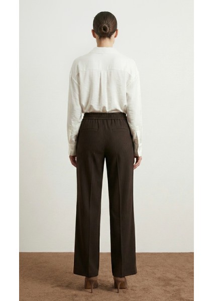 Kadın Çizgili Rahat Kesim Kumaş Pantolon fiyatları