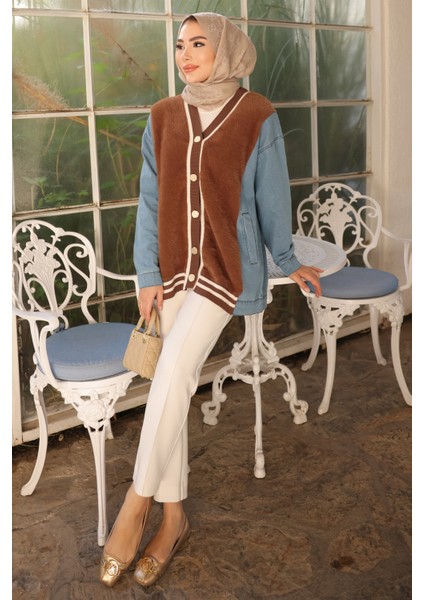 Kahverengi Kot Garnili Yumoş Angora Hırka modelleri