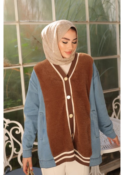 Kahverengi Kot Garnili Yumoş Angora Hırka fırsatları