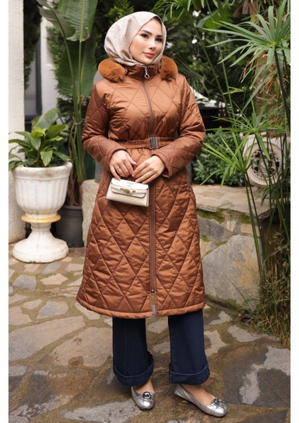 Taba Kapüşonlu Fermuarlı Kapitone Mont fiyatları