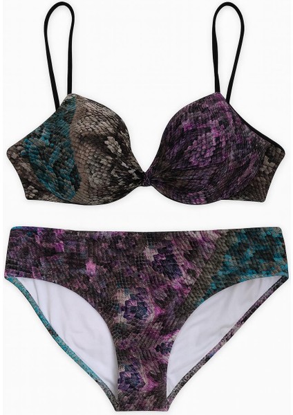 Kadın Yılan Desenli Bikini Takımı – Mor Yeşil Dijital Baskı, Ayarlanabilir Askılı, Yüksek Kaliteli Mayo 1156 fırsatları