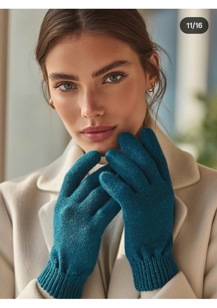 Kışlık Tiriko Kadın Eldiven Turkuaz Yeşili Eldiven