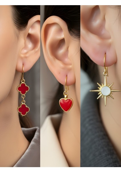 Trend Sembol Figürlü 3’lü Kadın Küpe Set