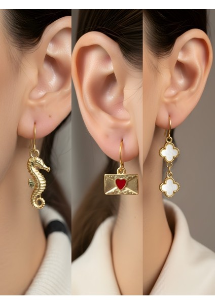 Trend Sembol Figürlü 3’lü Kadın Küpe Set