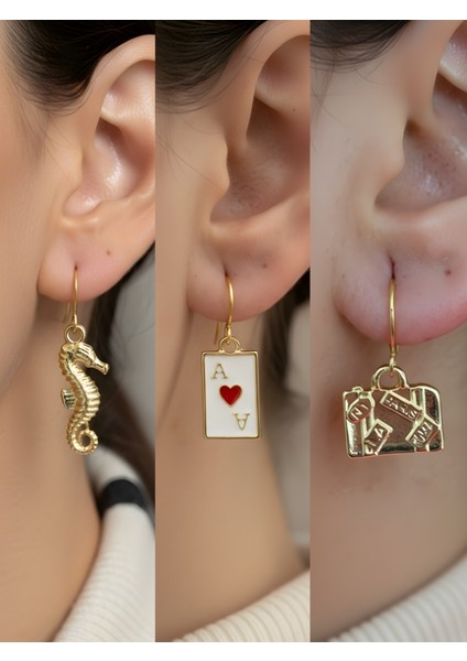 Trend Sembol Figürlü 3’lü Kadın Küpe Set