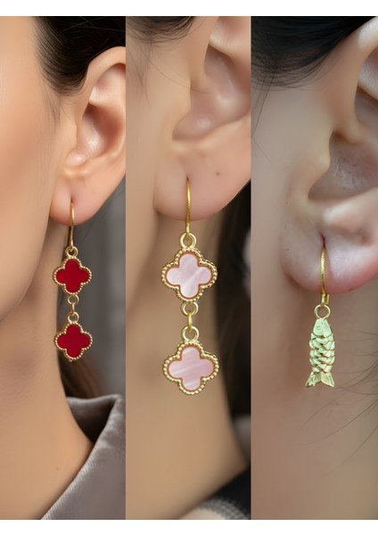 Trend Sembol Figürlü 3’lü Kadın Küpe Set