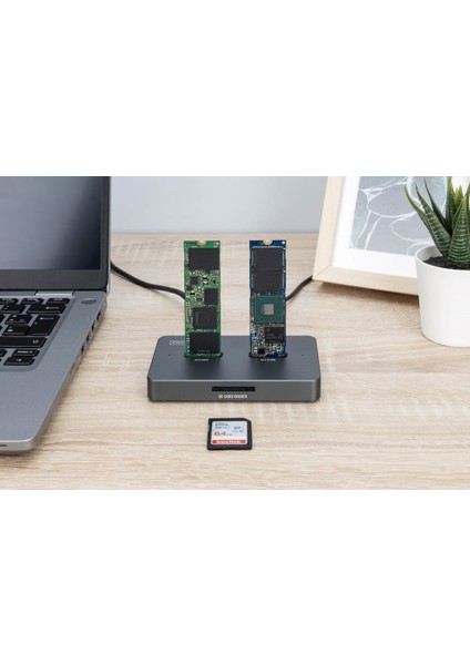 2’si 1 Arada M.2 Nvme + Sata SSD Docking Station – Usb-C, Sd Express, 10GBPS Hız