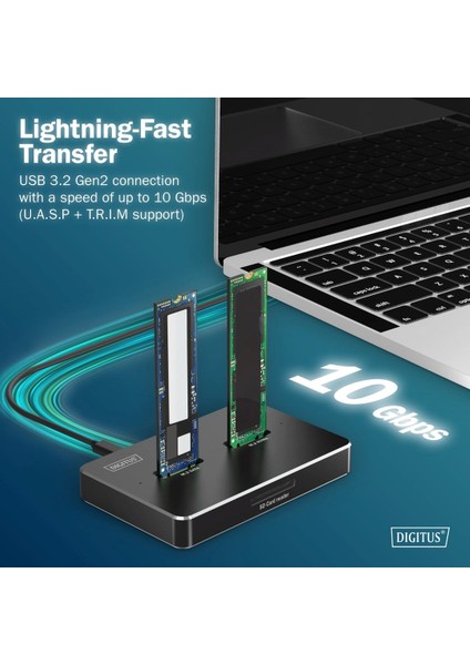 2’si 1 Arada M.2 Nvme + Sata SSD Docking Station – Usb-C, Sd Express, 10GBPS Hız