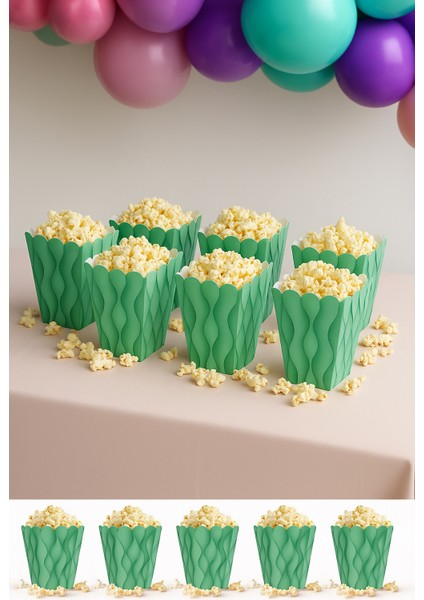 Mısır Kutusu Pop Corn Kutusu Dalgalı Yeşil Desenli / 8 Parça fiyatları