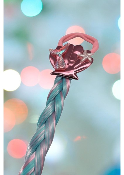 Pembe Lastik Tokalı Tek Örgü Peruk Saç Toka Deniz Kızı Tokası 38CM modelleri