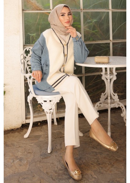 Krem Kot Garnili Yumoş Angora Hırka fiyatları