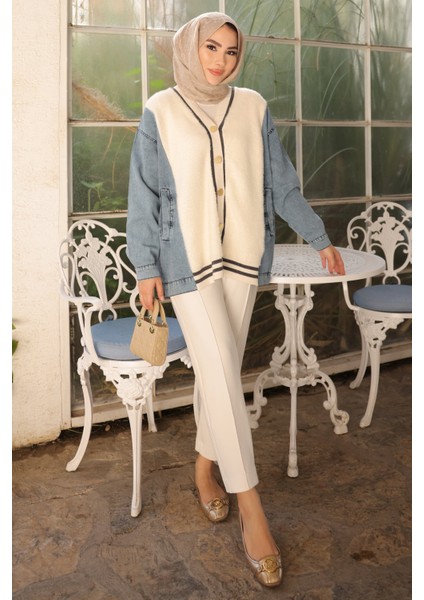 Krem Kot Garnili Yumoş Angora Hırka fırsatları