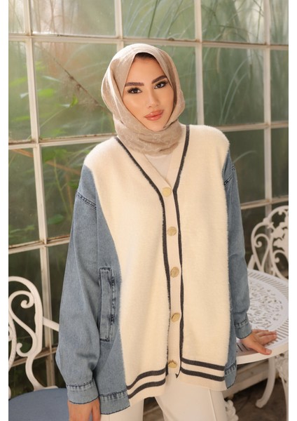 Krem Kot Garnili Yumoş Angora Hırka indirimleri