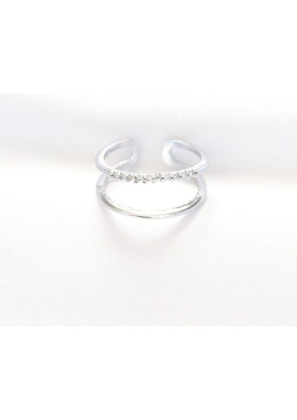 2li Görünümlü Su Yolu Tasarımlı Gold Renk Ayarlanabilir Yüzük