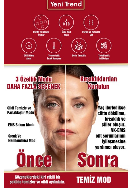 Yüz ve Boyun Kırşıklık Giderici ile Gelen Güzellik Ems Güzellik Cihazı, Isı,ışık ve Titreşim fiyatları