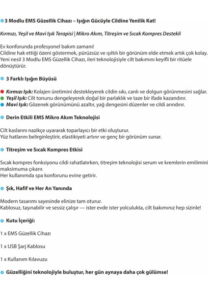 Yüz ve Boyun Kırşıklık Giderici ile Gelen Güzellik Ems Güzellik Cihazı, Isı,ışık ve Titreşim fırsatları