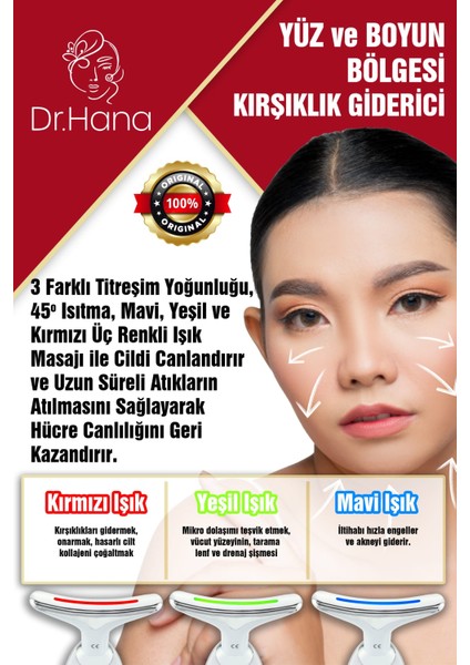 Yüz ve Boyun Kırşıklık Giderici ile Gelen Güzellik Ems Güzellik Cihazı, Isı,ışık ve Titreşim