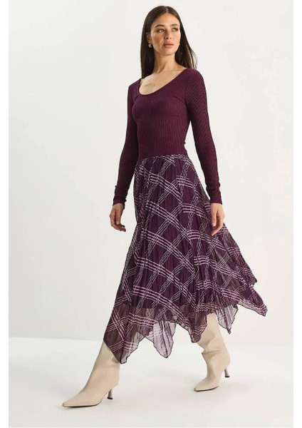 Asimetrik Şifon Etek