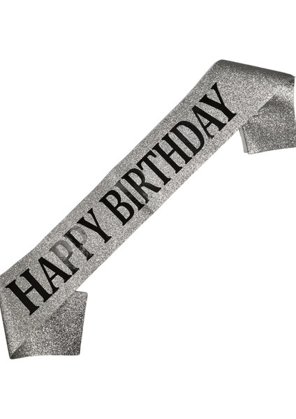 Kuşak Simli Happy Birthday Gümüş Sim Üst.siyah Bas fiyatları