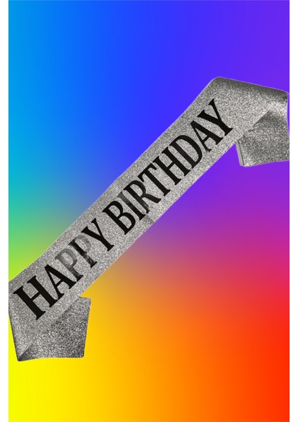 Kuşak Simli Happy Birthday Gümüş Sim Üst.siyah Bas fırsatları