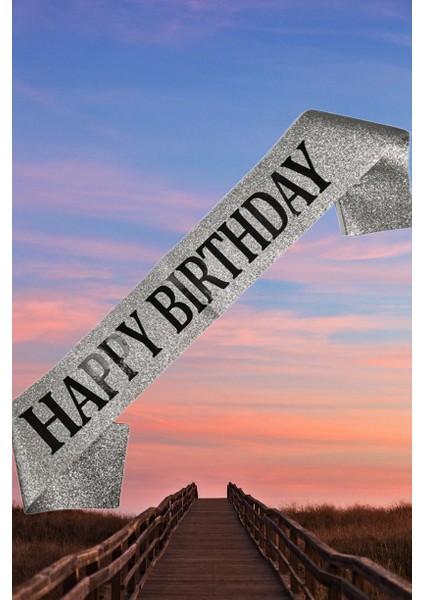 Kuşak Simli Happy Birthday Gümüş Sim Üst.siyah Bas indirimleri