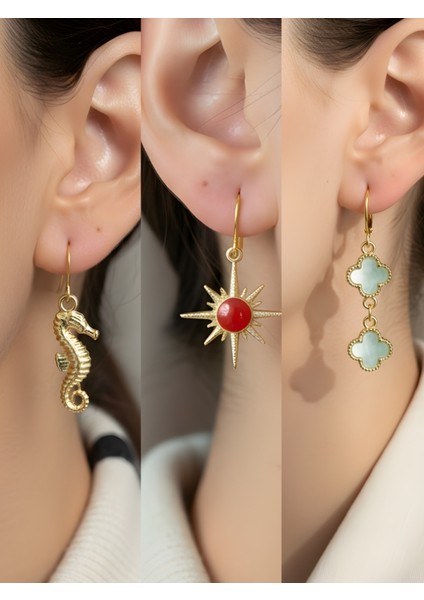 Trend Sembol Figürlü 3’lü Kadın Küpe Set