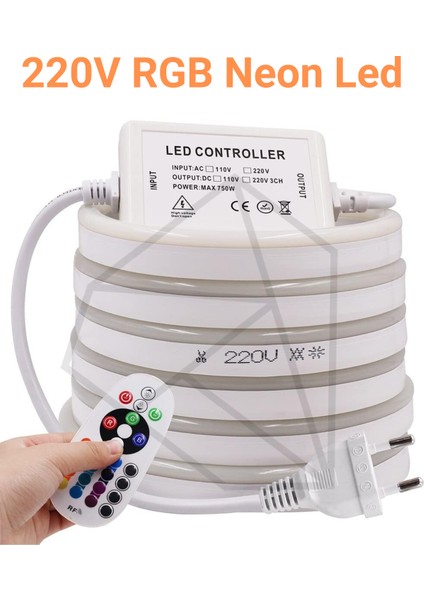 220V Rgb Neon LED Set 3 Metre | Kumandalı Renk Değiştiren Şerit | IP65 Su Geçirmez Dekoratif Aydınlatma fiyatları