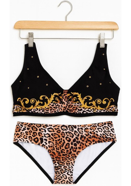 Kadın Leopar Desenli Desteksiz Bikini Takımı – Şık & Toparlayıcı 1196-70