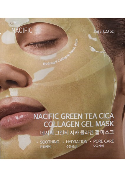 Green Tea Cica Collagen Gel Mask , Dolgunluk Veren Jel Maske , Hassas ve Yorgun Ciltler İçin