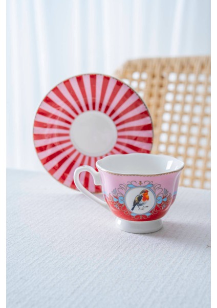 Birdie 6 Kişilik Porselen Kahve Fincan Takımı - 90 ml