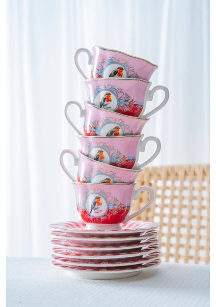 Birdie 6 Kişilik Porselen Kahve Fincan Takımı - 90 ml fırsatları