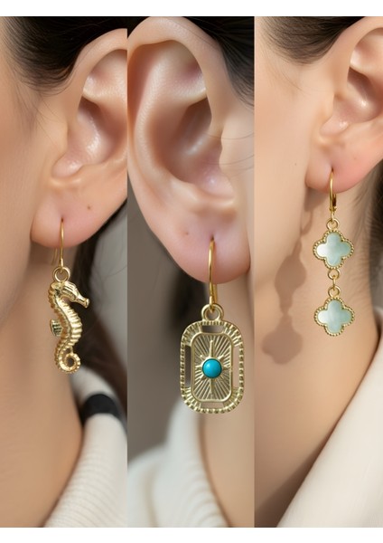 Trend Sembol Figürlü 3’lü Kadın Küpe Set